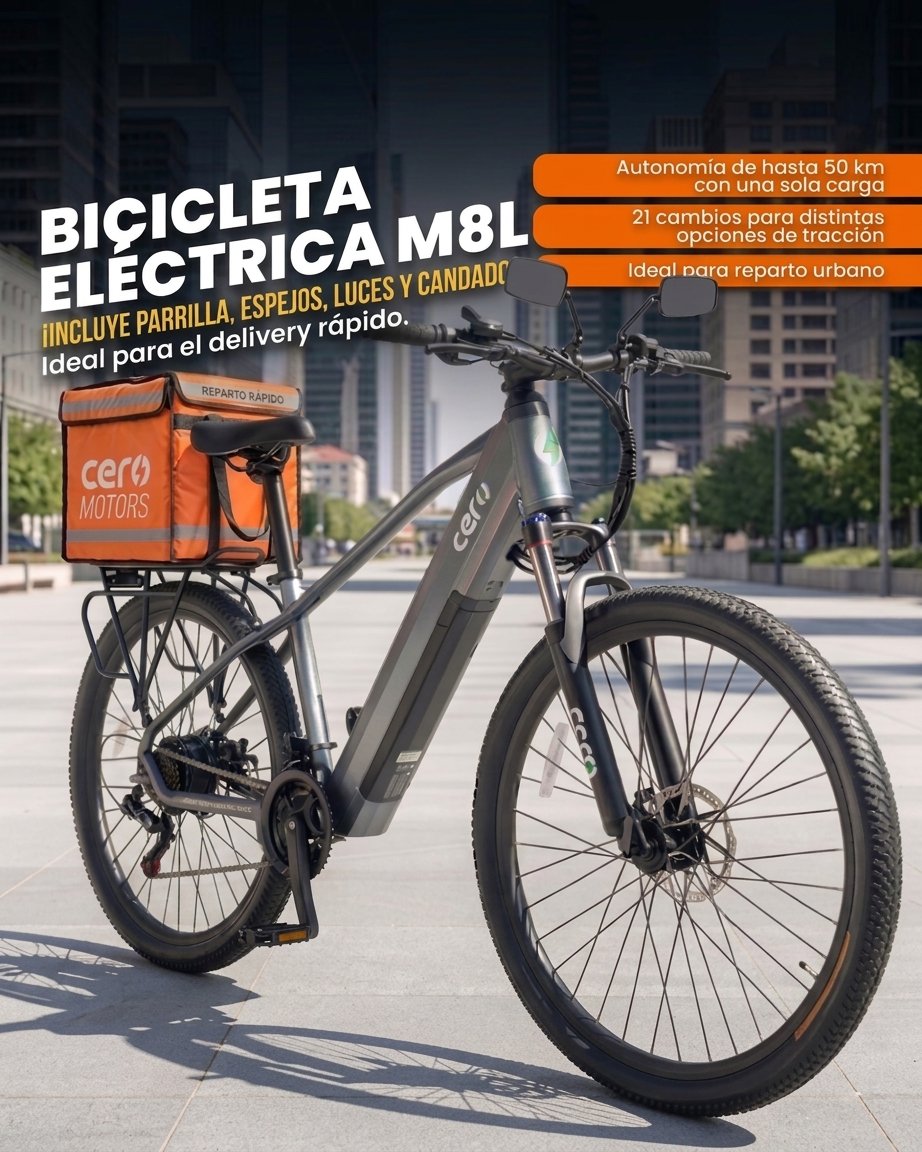 Bicicleta Eléctrica Cero M8L Gris